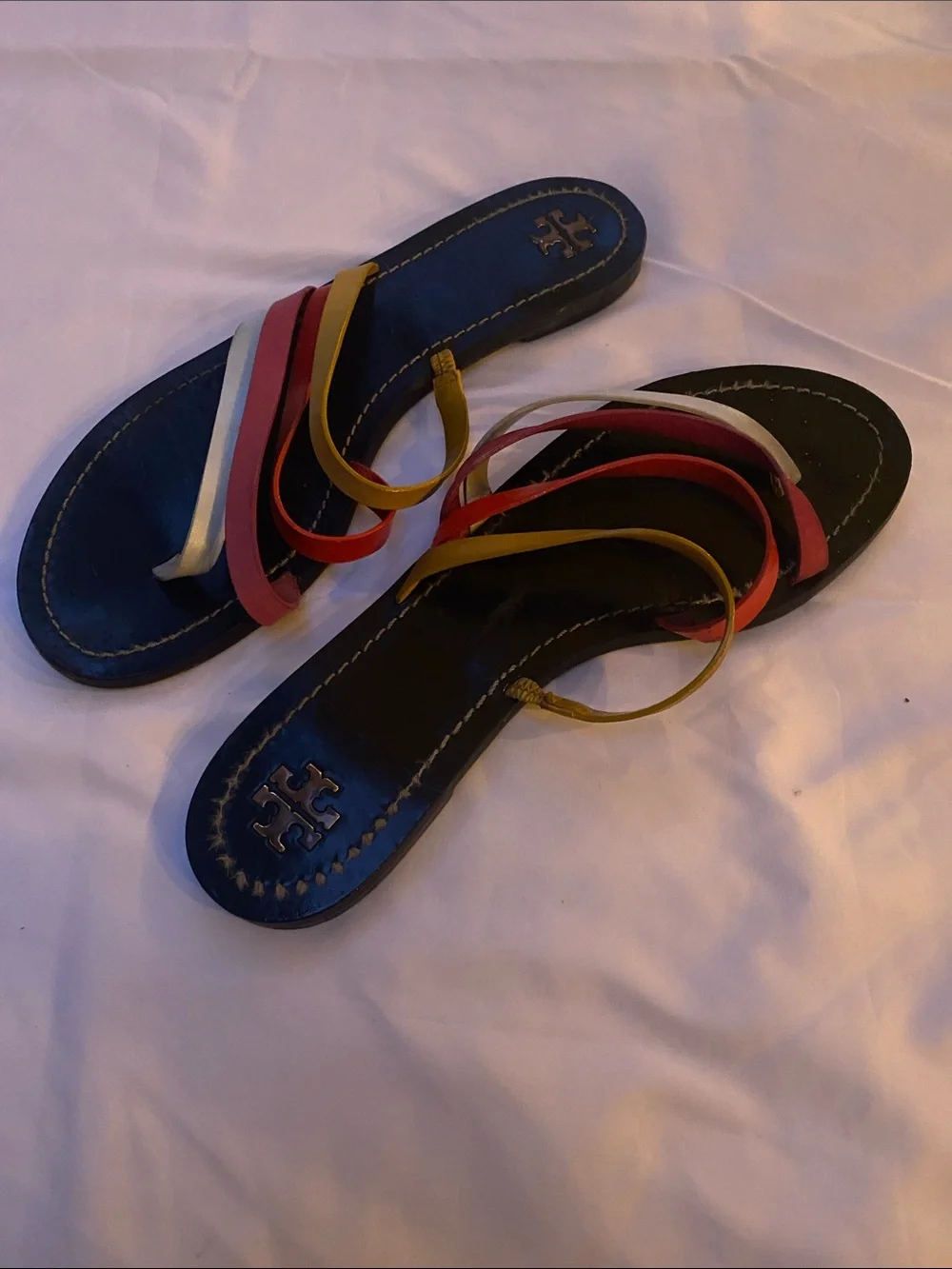 Tory Burch Multistrap Leather PATOS SANDAL in Black, Red, Pink, Yellow and White
